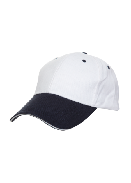 Oren Sport CP0400-Cotton Brush Cap- White/ Navy