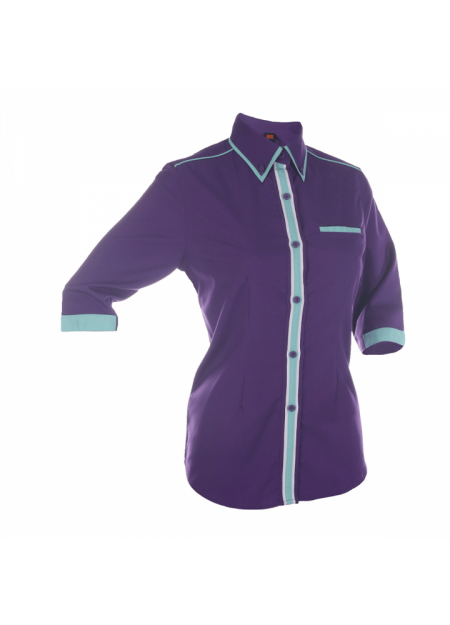 Corporate Uniform F133 (Female) - Dark Purple/ Turquoise/ White