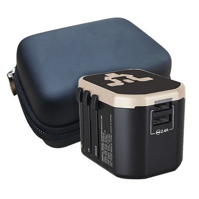 Premium Travel Adapter Dual USB Hub with Smart Charge 2.4A